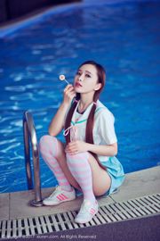 Ai Xiaoqing "Banho de espuma de corpo humano + Lollipop de piscina de uniforme de estudante japonês" [XiuRen] NO.866